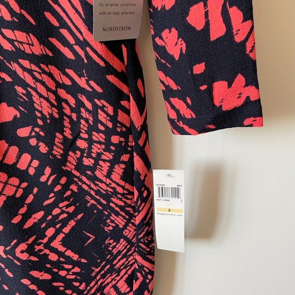 Maggy London Tie Dye Printed Crepe Midi Dress Sz 2 - Picture 9 of 13